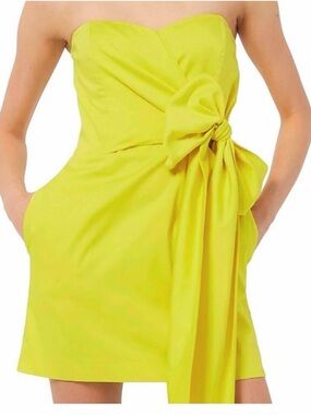 French Connection Lime Strapless Mini Dress with Side Bow